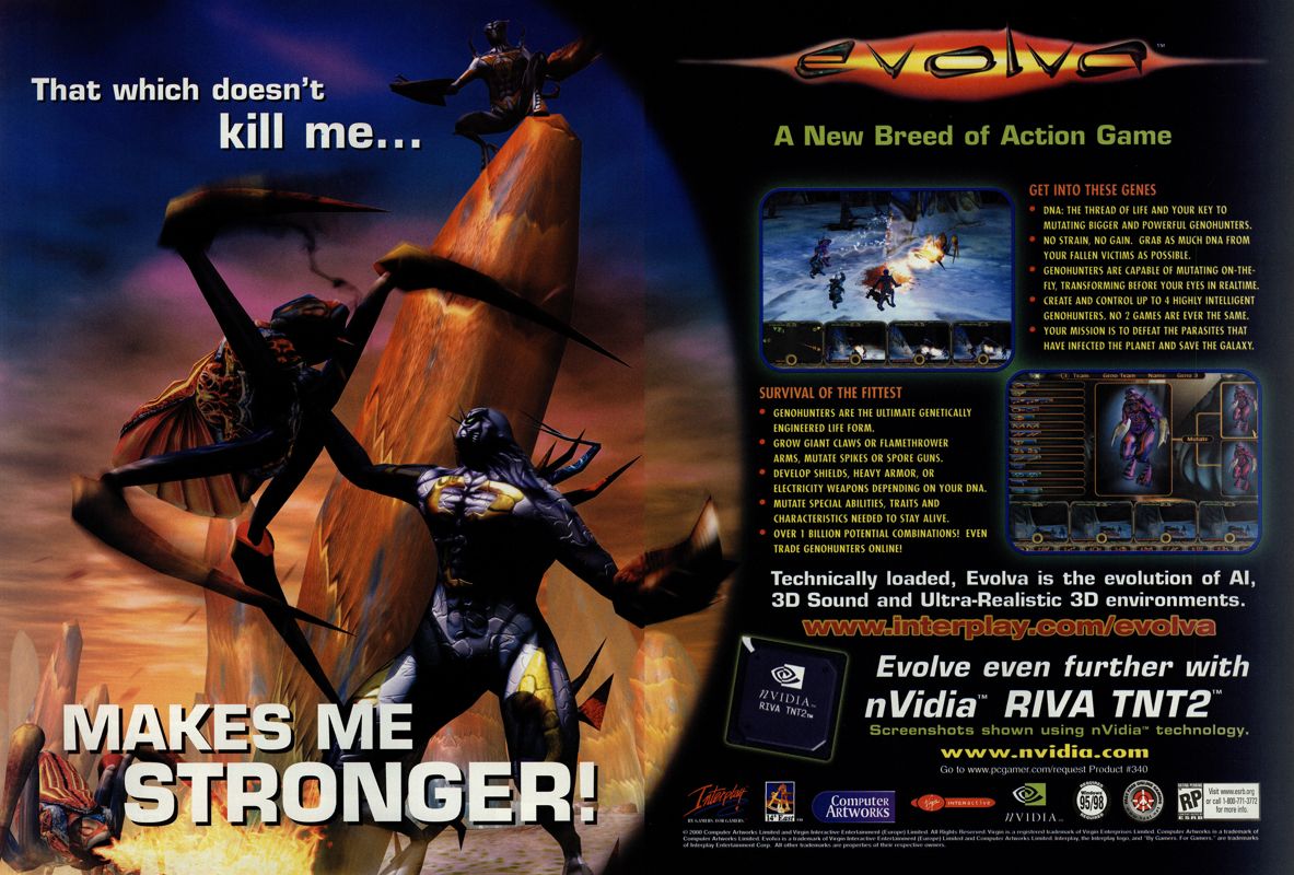 Evolva Magazine Advertisement (Magazine Advertisements): PC Gamer (USA), Issue 05/2000